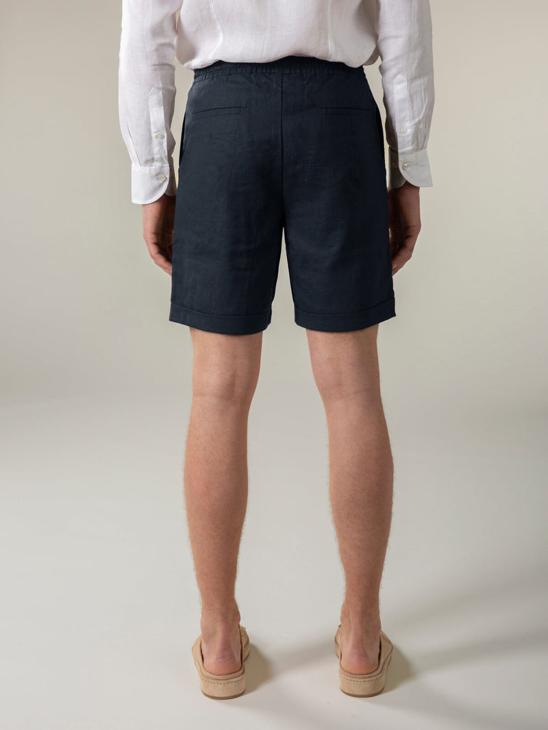 Navy Linen Seaside Shorts
