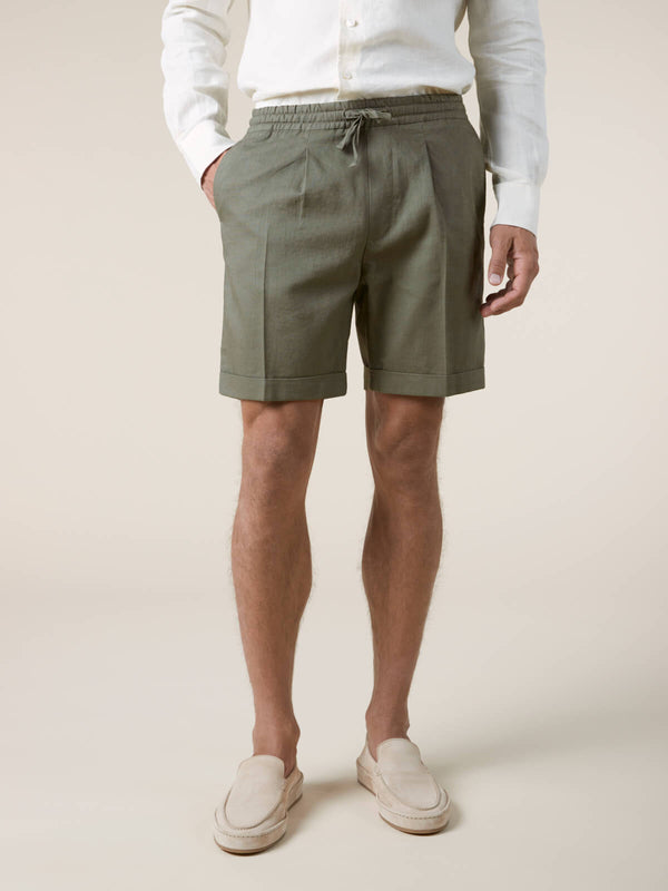 Olive Linen Seaside Shorts