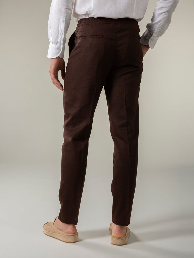 Aurélien  Brown Linen Trousers