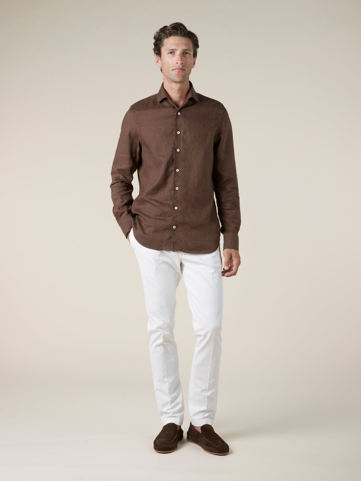 Chocolate Linen Seaside Shirt