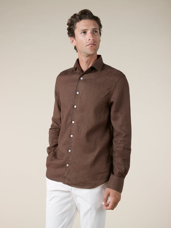 Chocolate Linen Seaside Shirt