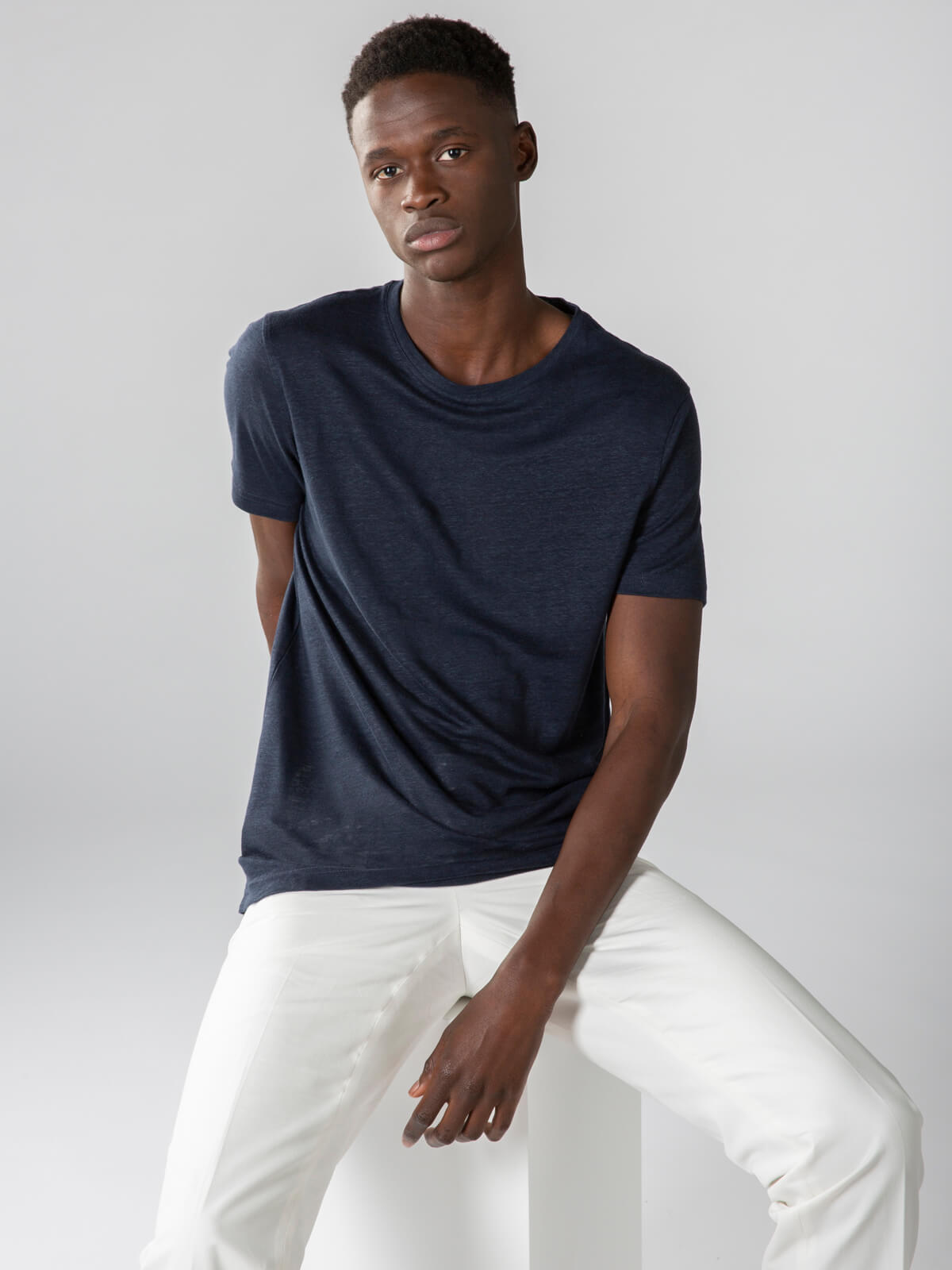 Navy Linen T-shirt