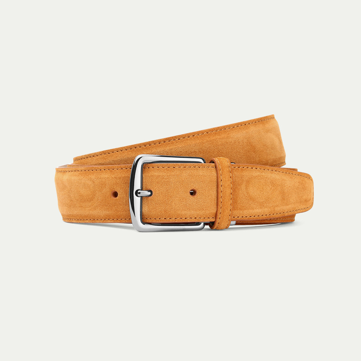 Vintage suede Elegant orange, brown Leather Belt 1960s 70s Soft Suede Leather Slim Floppy Belt Retro Square  main image 4