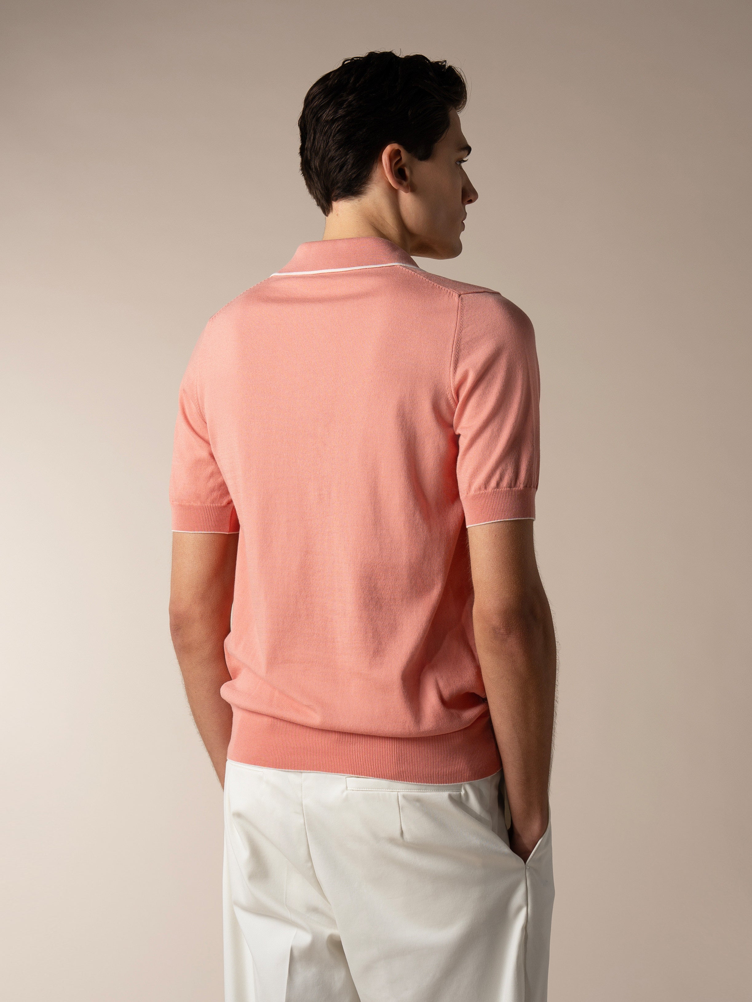 Shortsleeve Buttonless Polo Coral