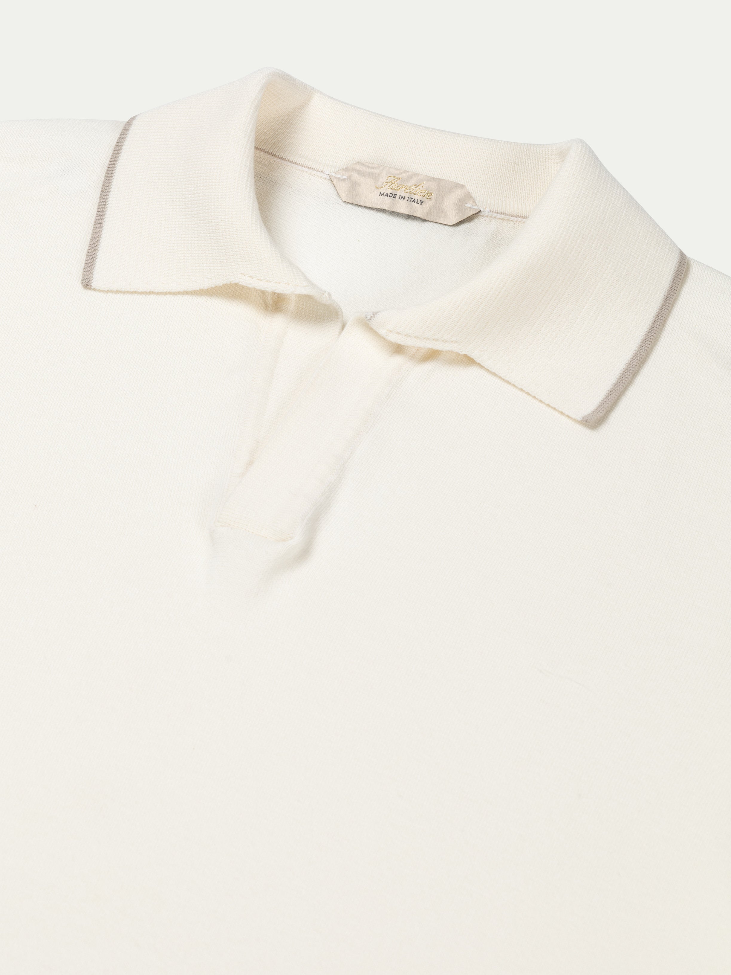Shortsleeve Buttonless Polo Ivory