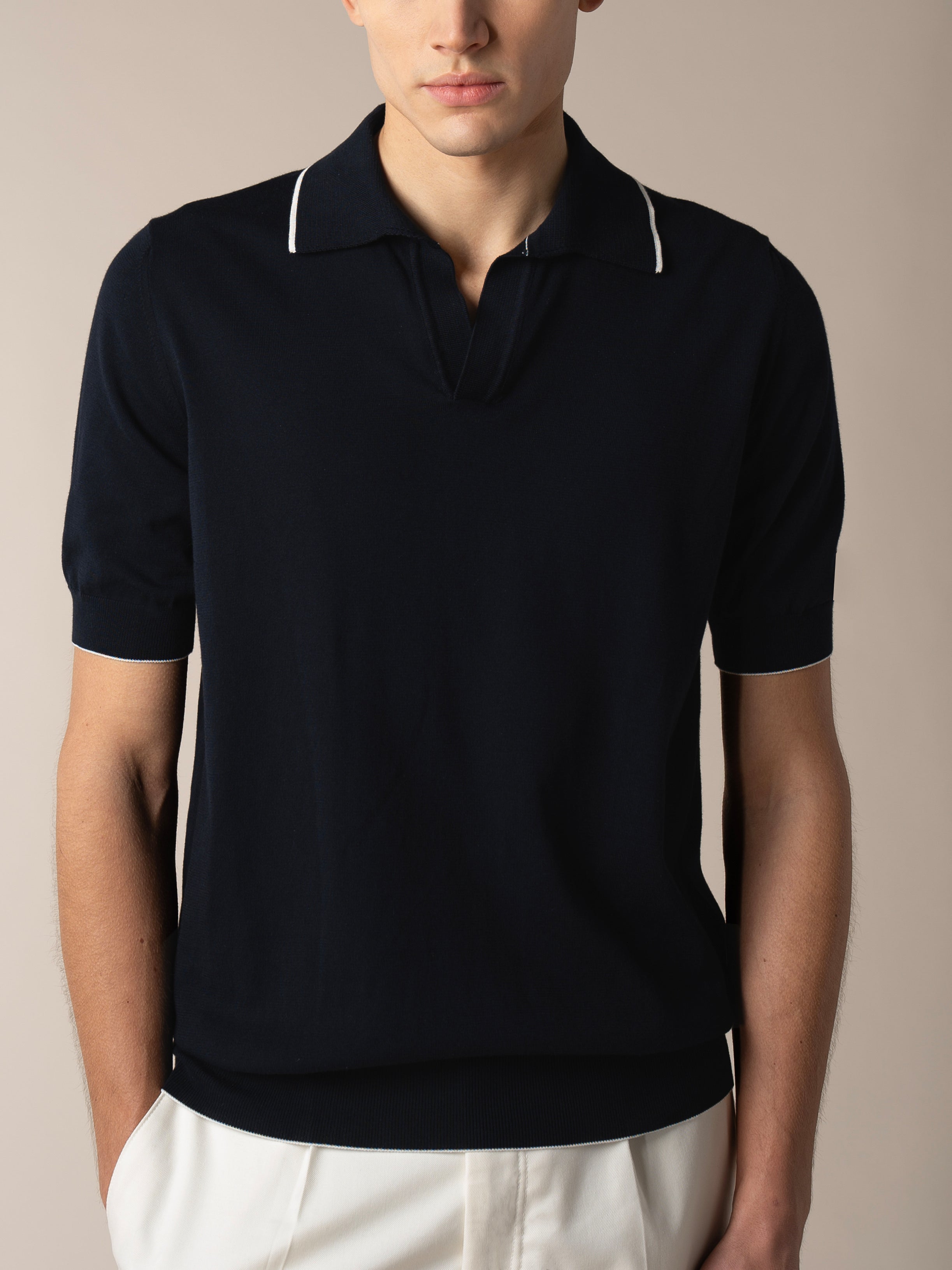 Shortsleeve Buttonless Polo Navy