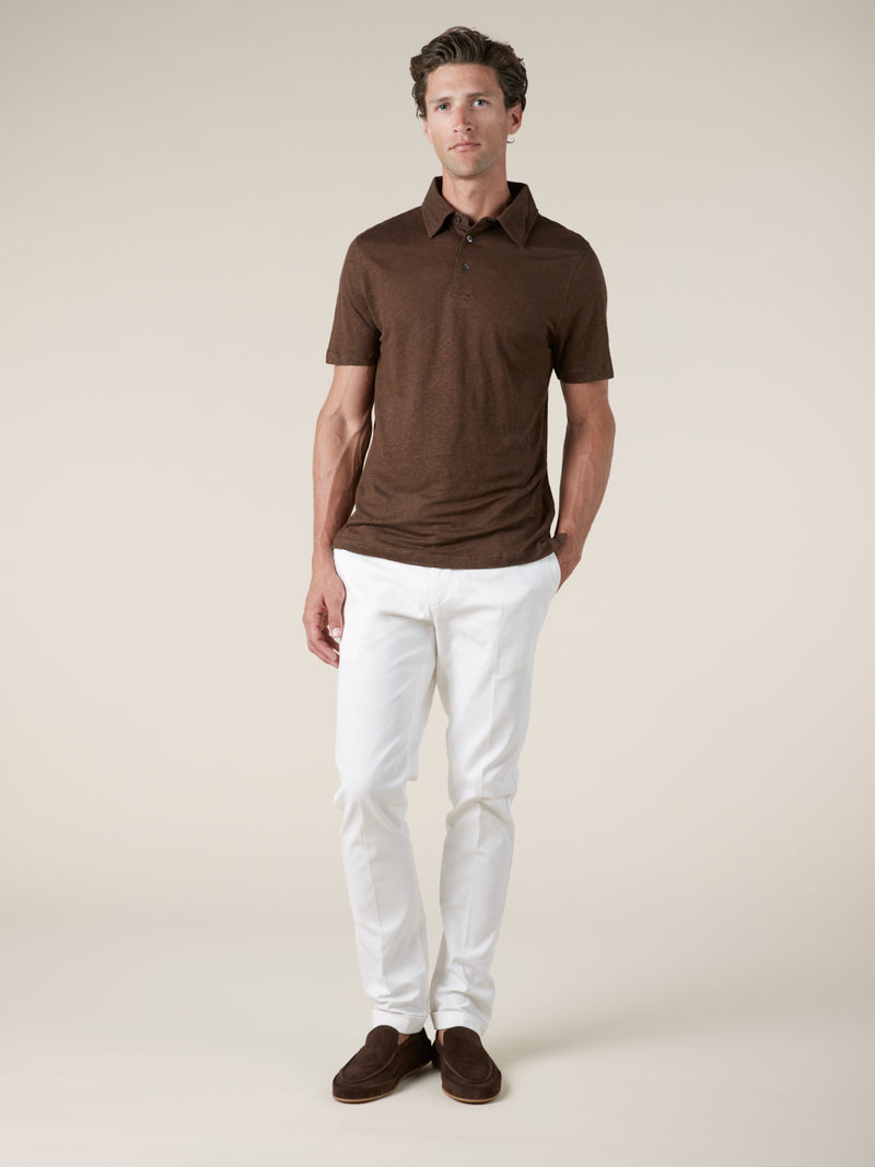 Chocolate Linen Polo Shirt