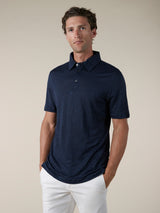 Navy Linen Polo Shirt