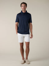 Navy Linen Polo Shirt