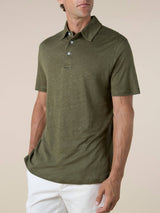 Olive Linen Polo Shirt