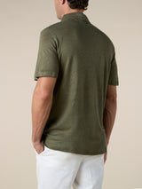 Olive Linen Polo Shirt