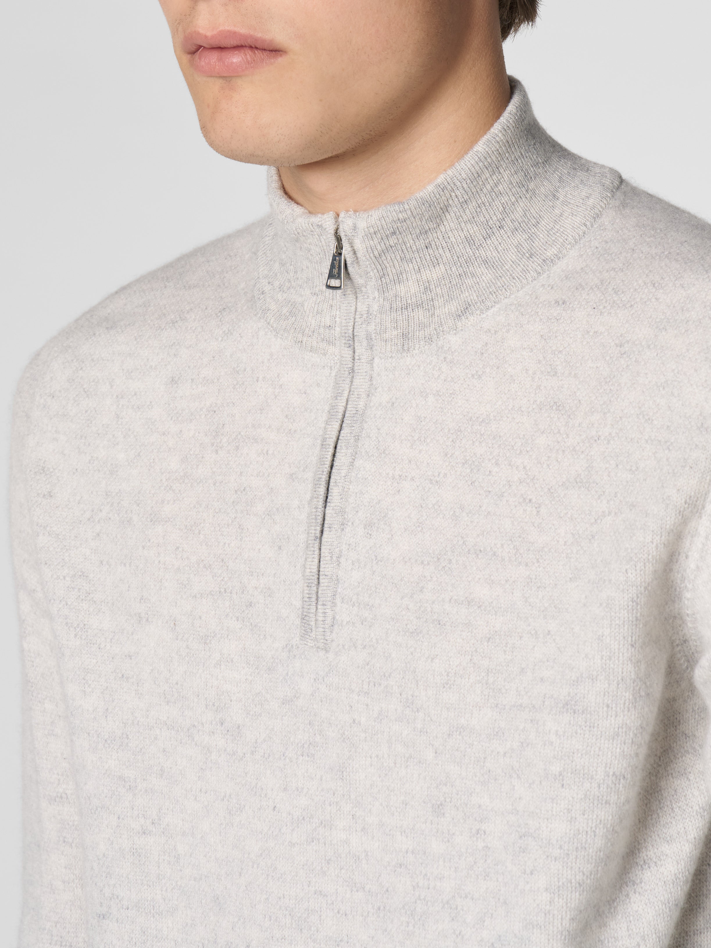 Light Grey Jaquard Zipper Sweater