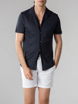 Navy Linen Resort Shirt