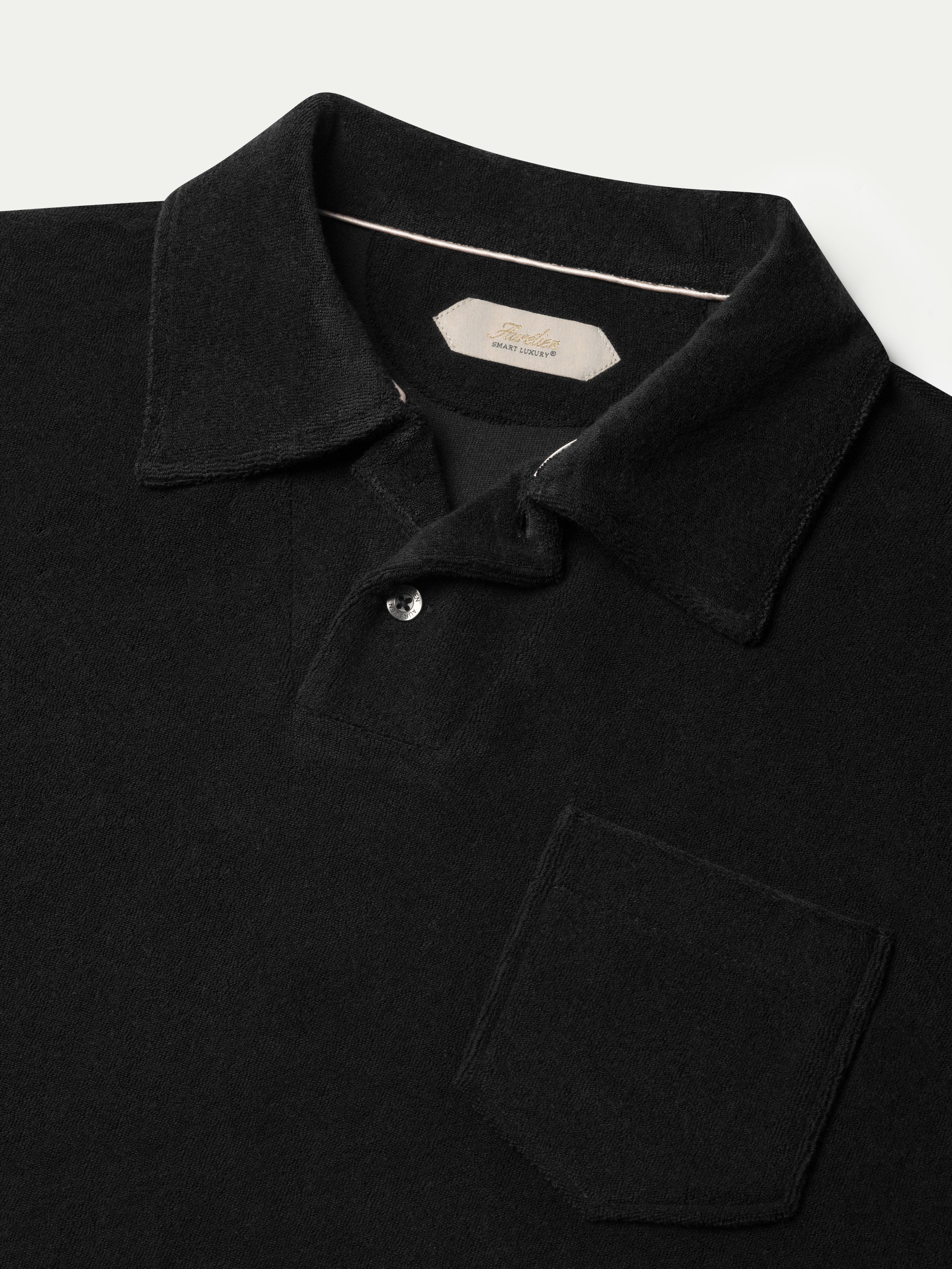 Black Terry Towelling Polo Shirt