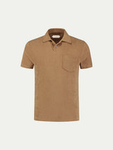 Caramel Terry Towelling Polo Shirt