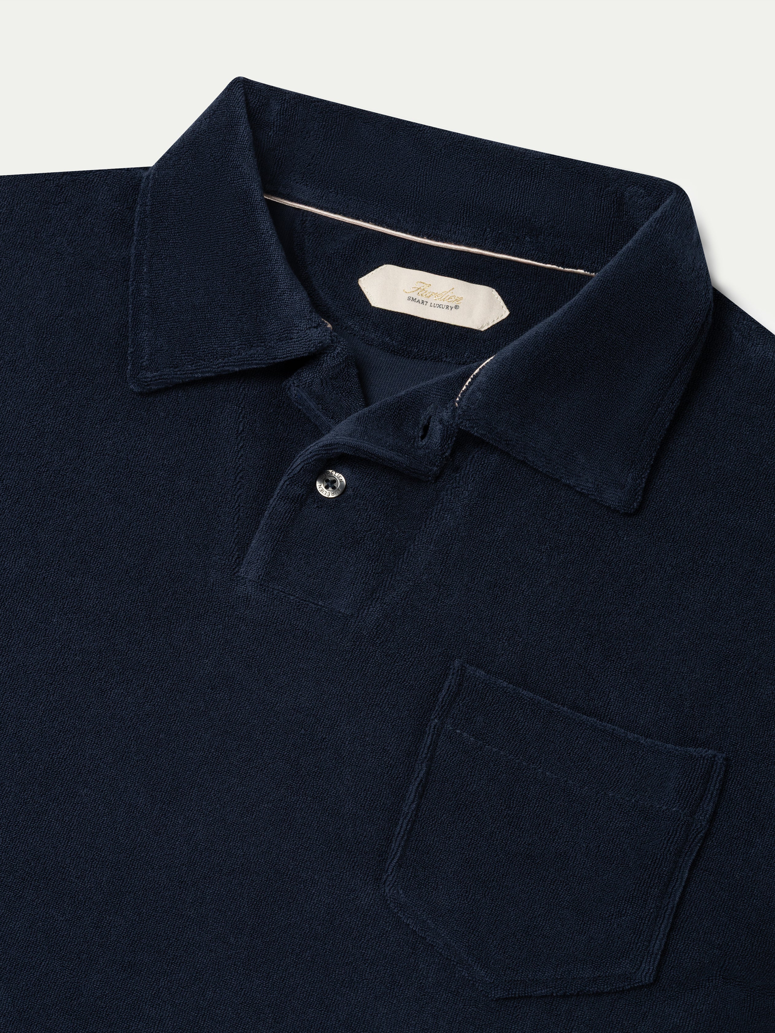 Navy Terry Towelling Polo Shirt