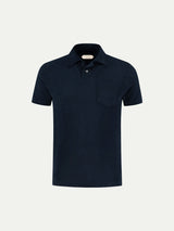 Navy Terry Towelling Polo Shirt
