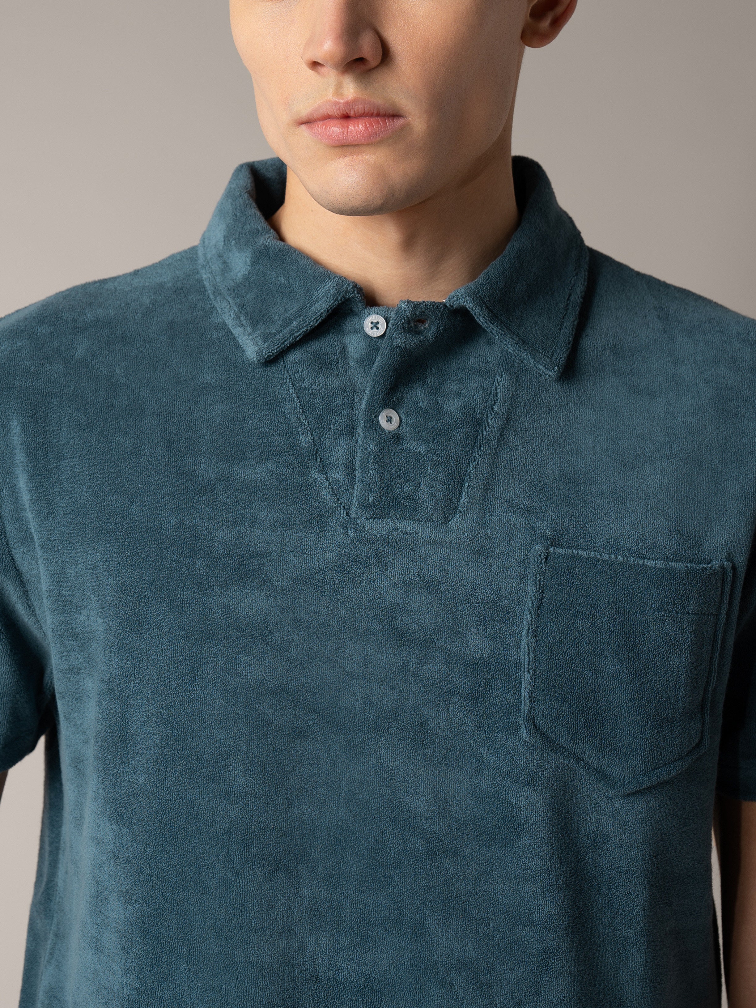 Sea Green Terry Towelling Polo Shirt