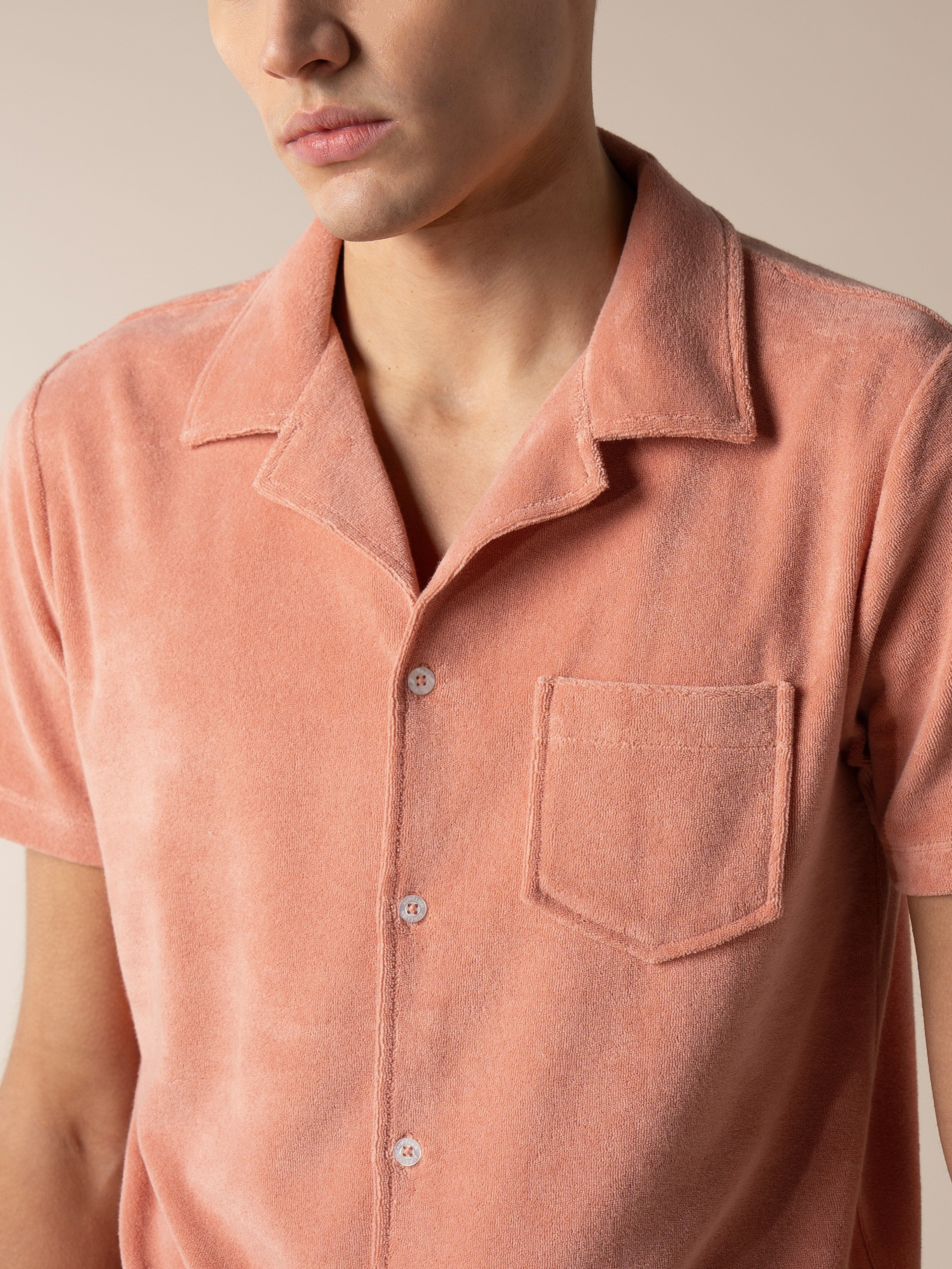 Coral Terry Towelling Resort Shirt