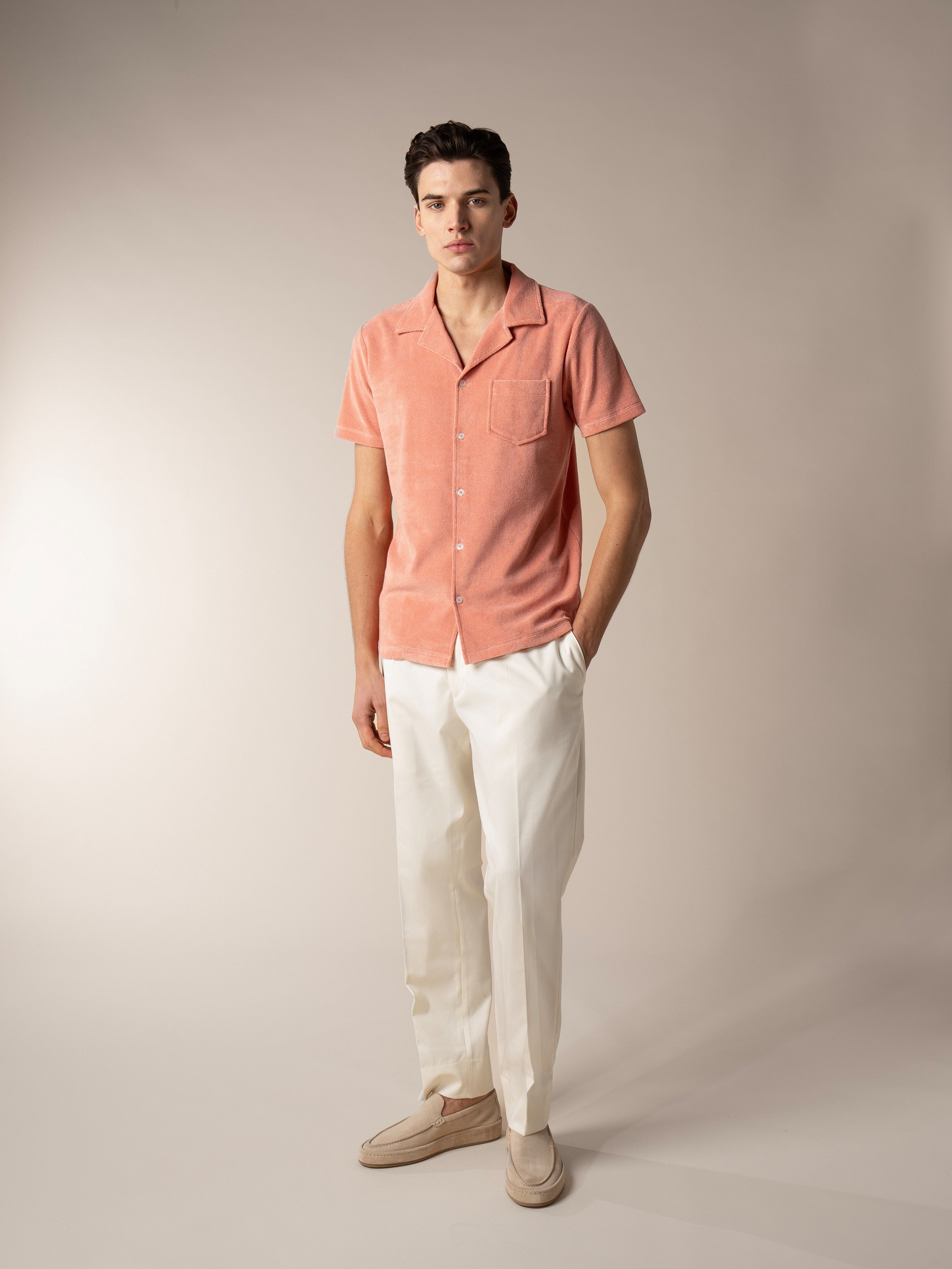 Coral Terry Towelling Resort Shirt