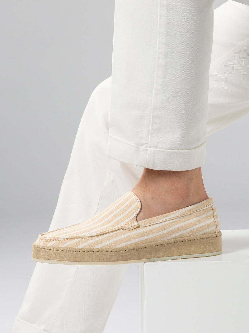 Yellow Striped Linen Voyager Loafer