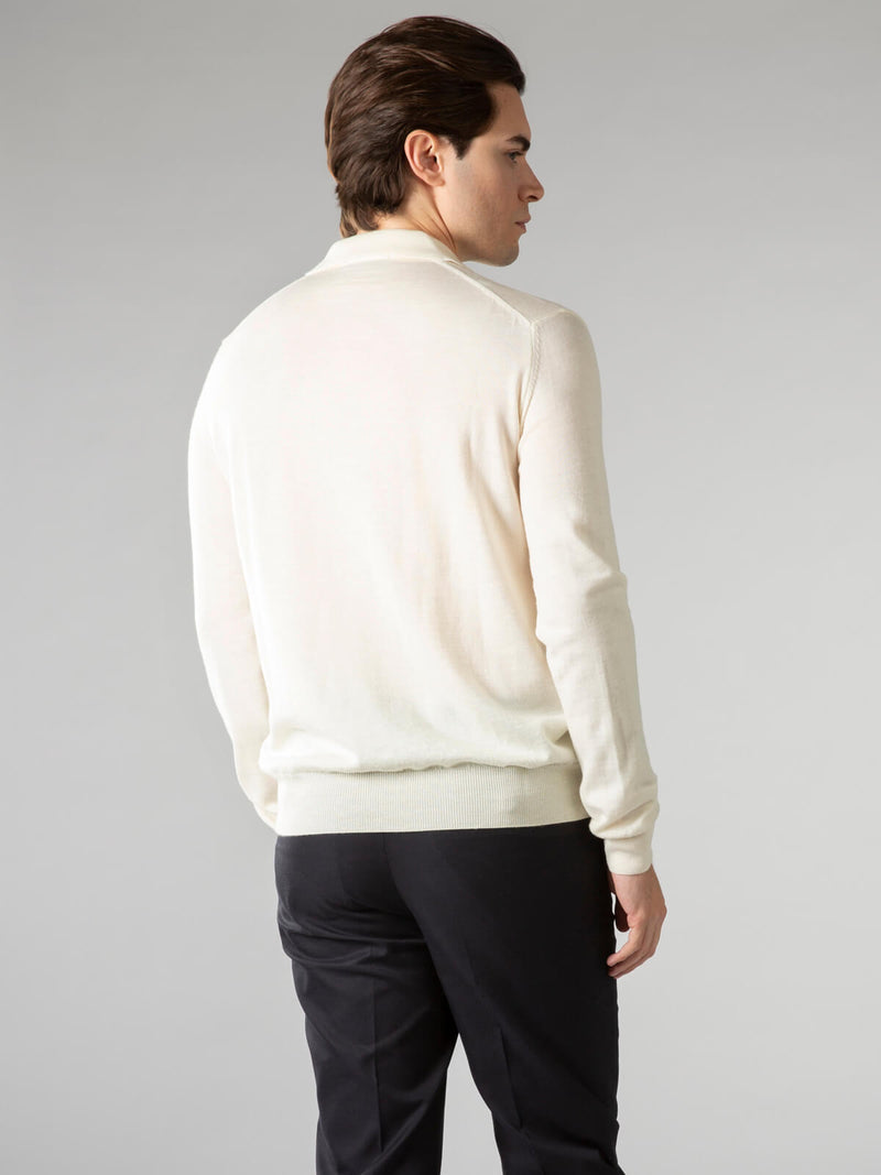 Extrafine Merino Zipper Sweater Ivory