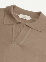 Extrafine Merino Buttonless Polo Taupe