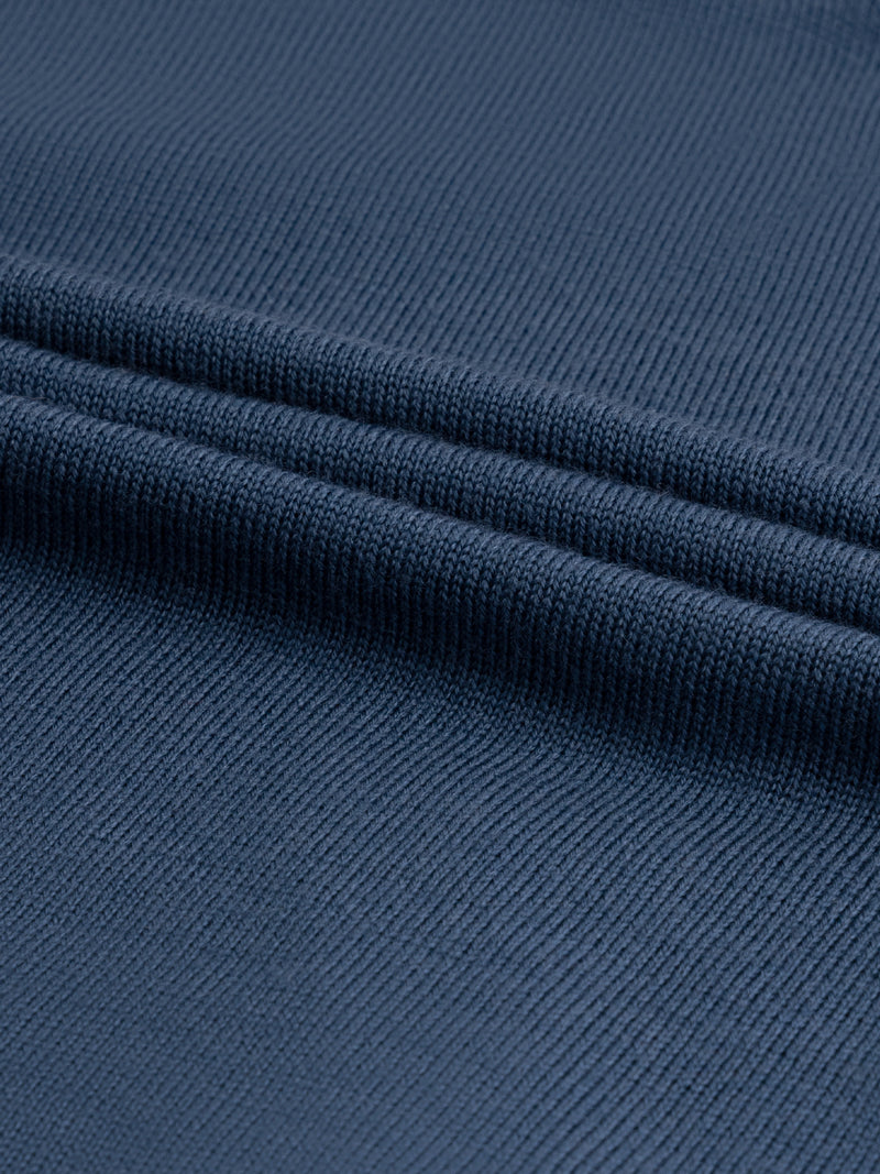 Extrafine Merino Buttonless Polo Steel Blue