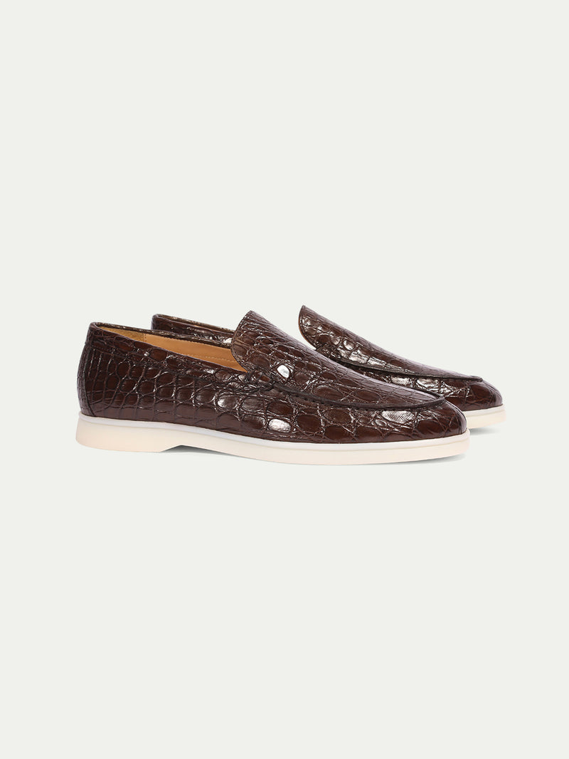 Louis Vuitton, Shoes, Louis Vuitton Brown Suede Crocodile Loafer