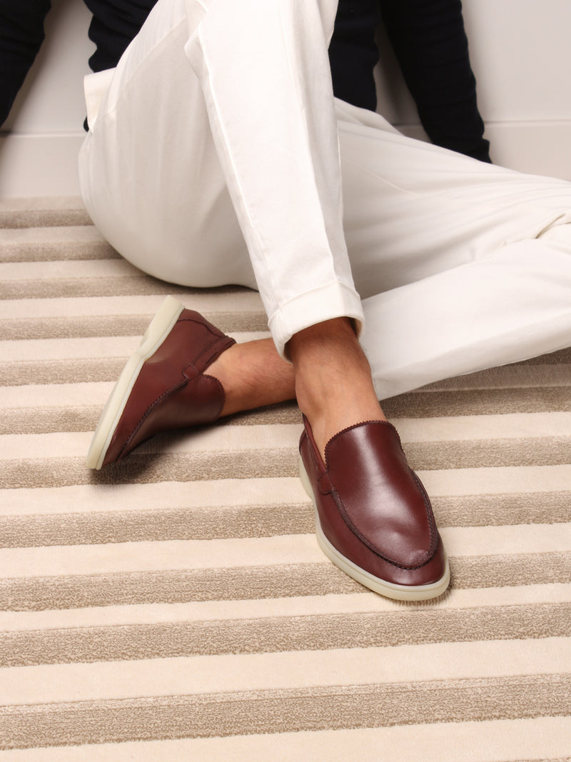 Rosewood Leather Yacht Loafers