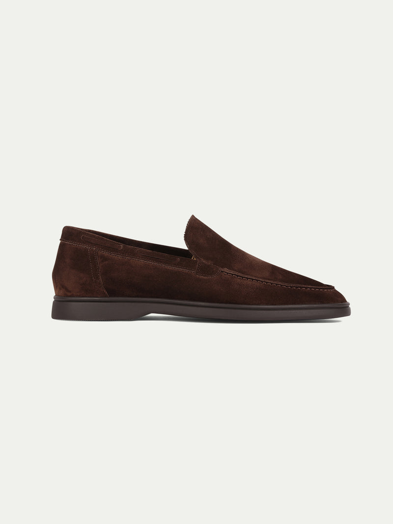 Chocolate Yacht Loafer with Lamb Shearling Footbed Aurelien