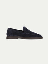 Navy Yacht Loafer with Lamb Shearling Footbed Aurelien