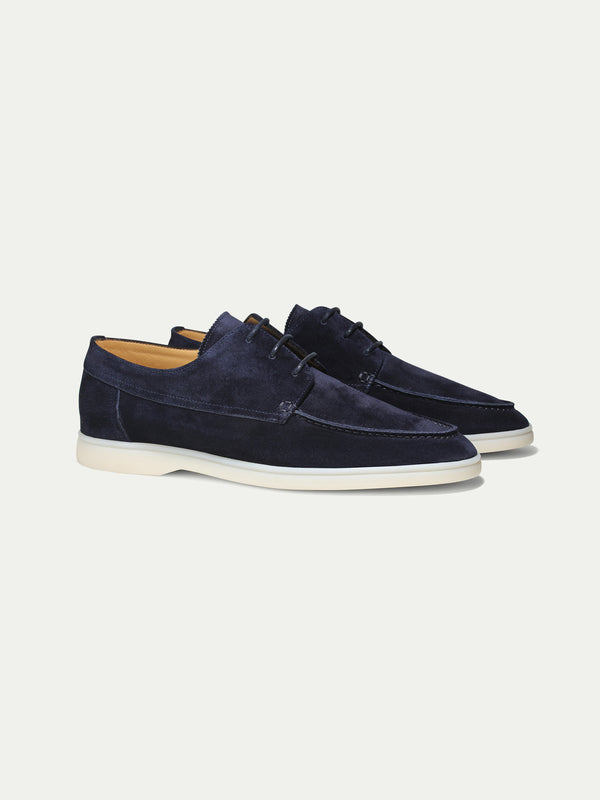 Aurélien | Navy Suede Boat Loafer display picture 3