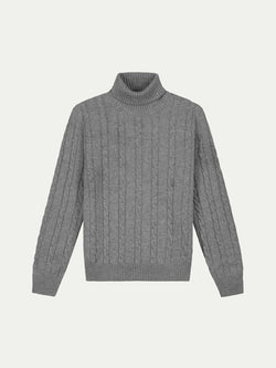 Dolcevita Cable Knit Sweater Dark Grey
