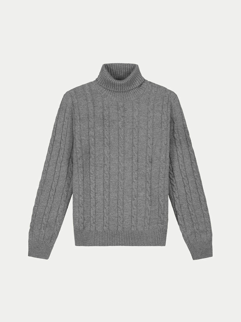 Dolcevita Cable Knit Sweater Dark Grey