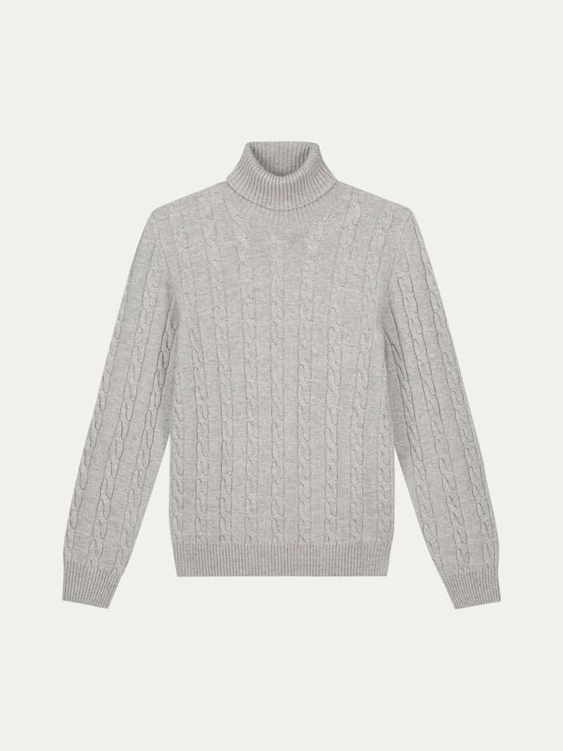 Dolcevita Cable Knit Sweater Light Grey Aurelien