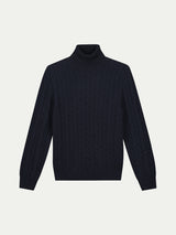 Dolcevita Cable Knit Sweater Navy Aurelien