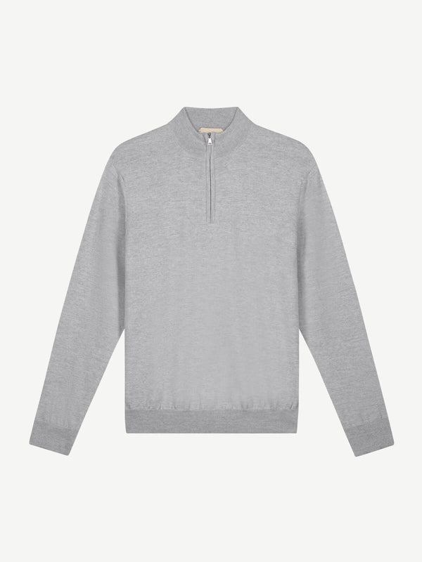 Extrafine Merino Zipper Sweater Light Grey