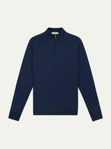 Extrafine Merino Zipper Sweater Steel Blue