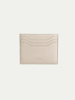 Beige Grained Leather Cardholder