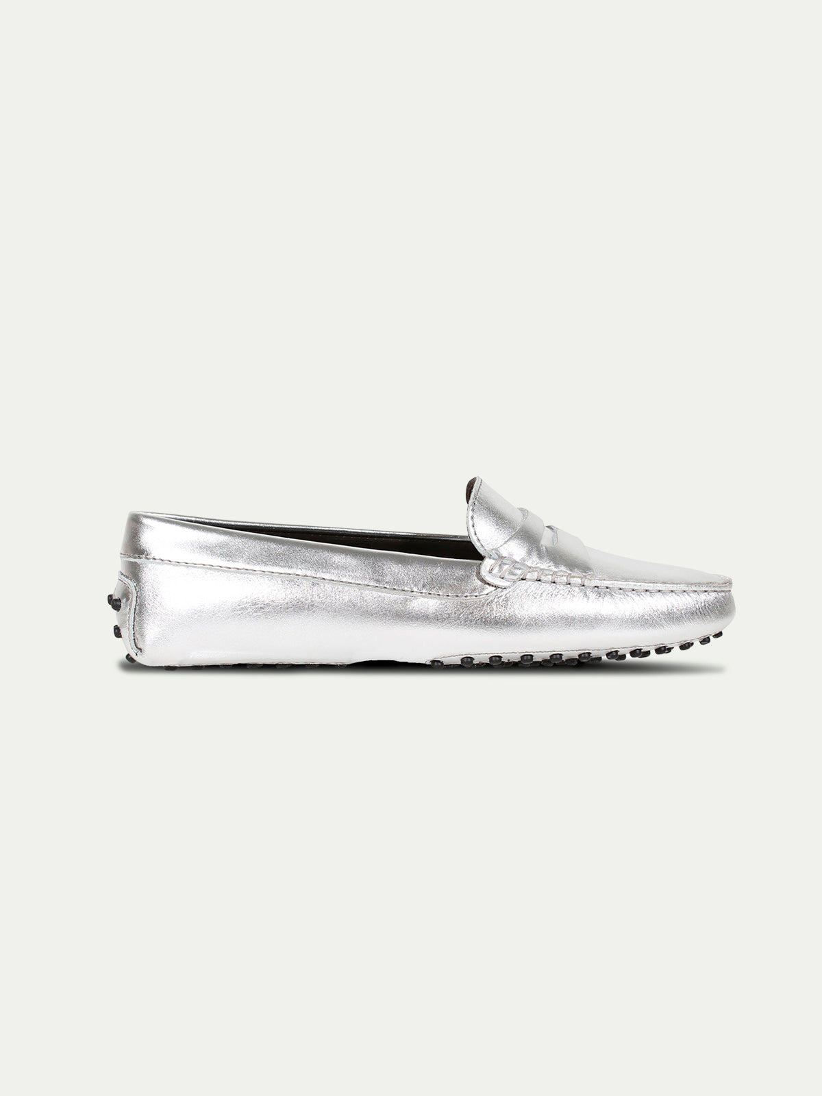 Silver Leather Driving Shoes