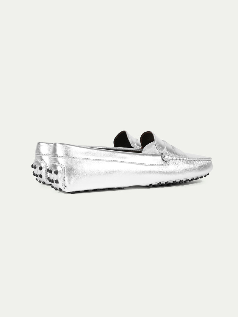 Silver Leather Driving Shoes