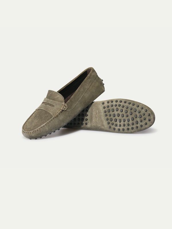 Olive Suede Driving Shoes