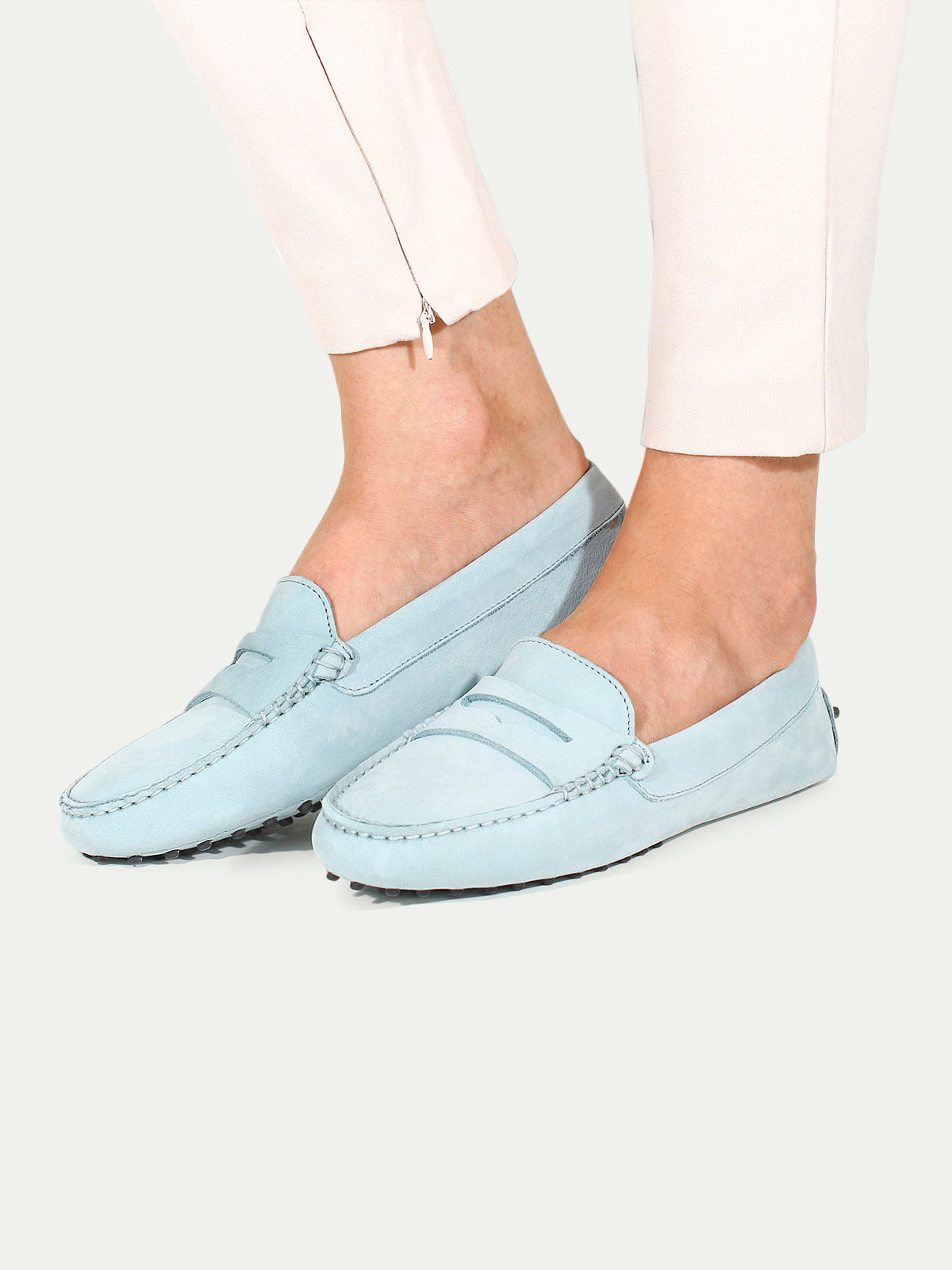 Light Blue Nubuck Driving Shoes