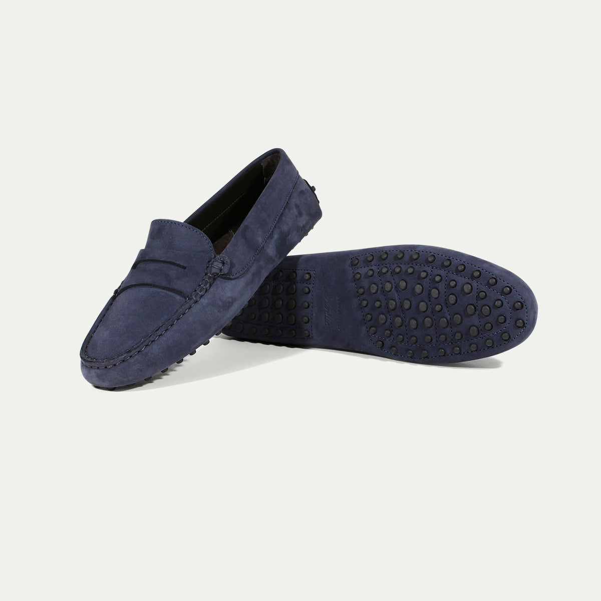 AURELIEN Nubuck Driving Loafers Shoes In Navy Men’s Size 42 Leather Suede AURELIEN Nubuck Driving Loafers Shoes In Navy Men main image 4