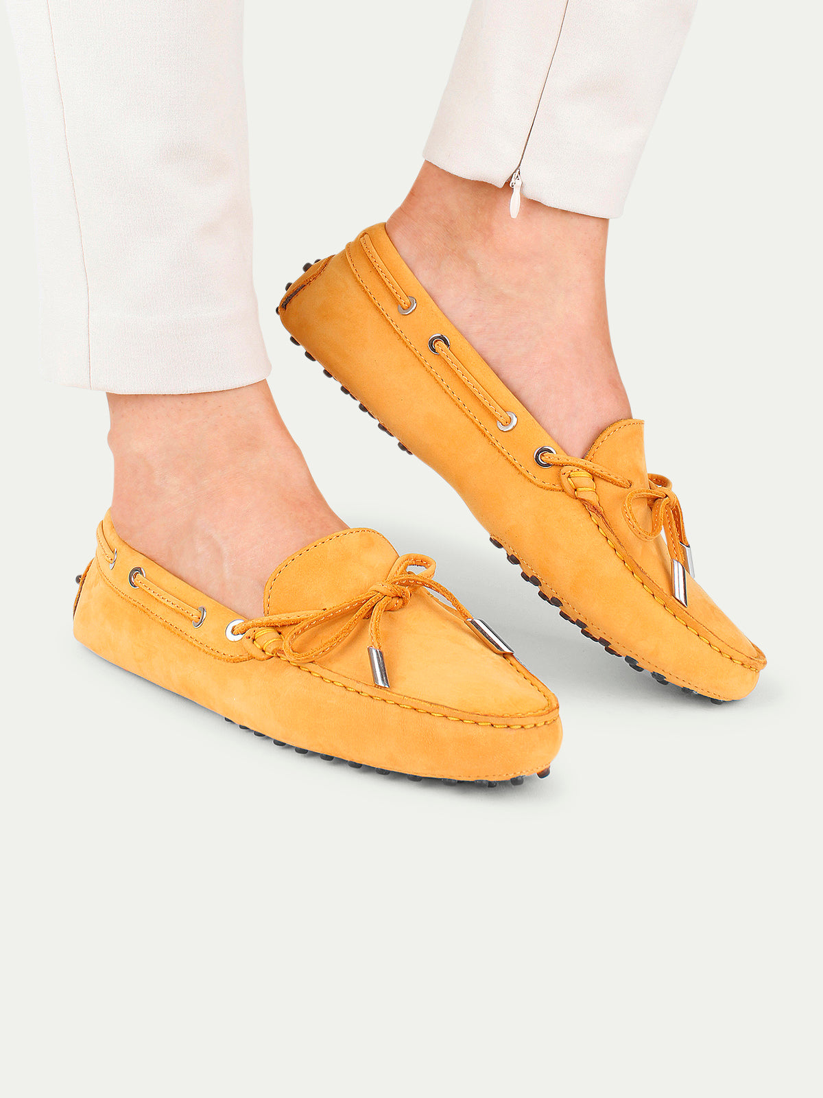 Orange Nubuck Driving Shoes