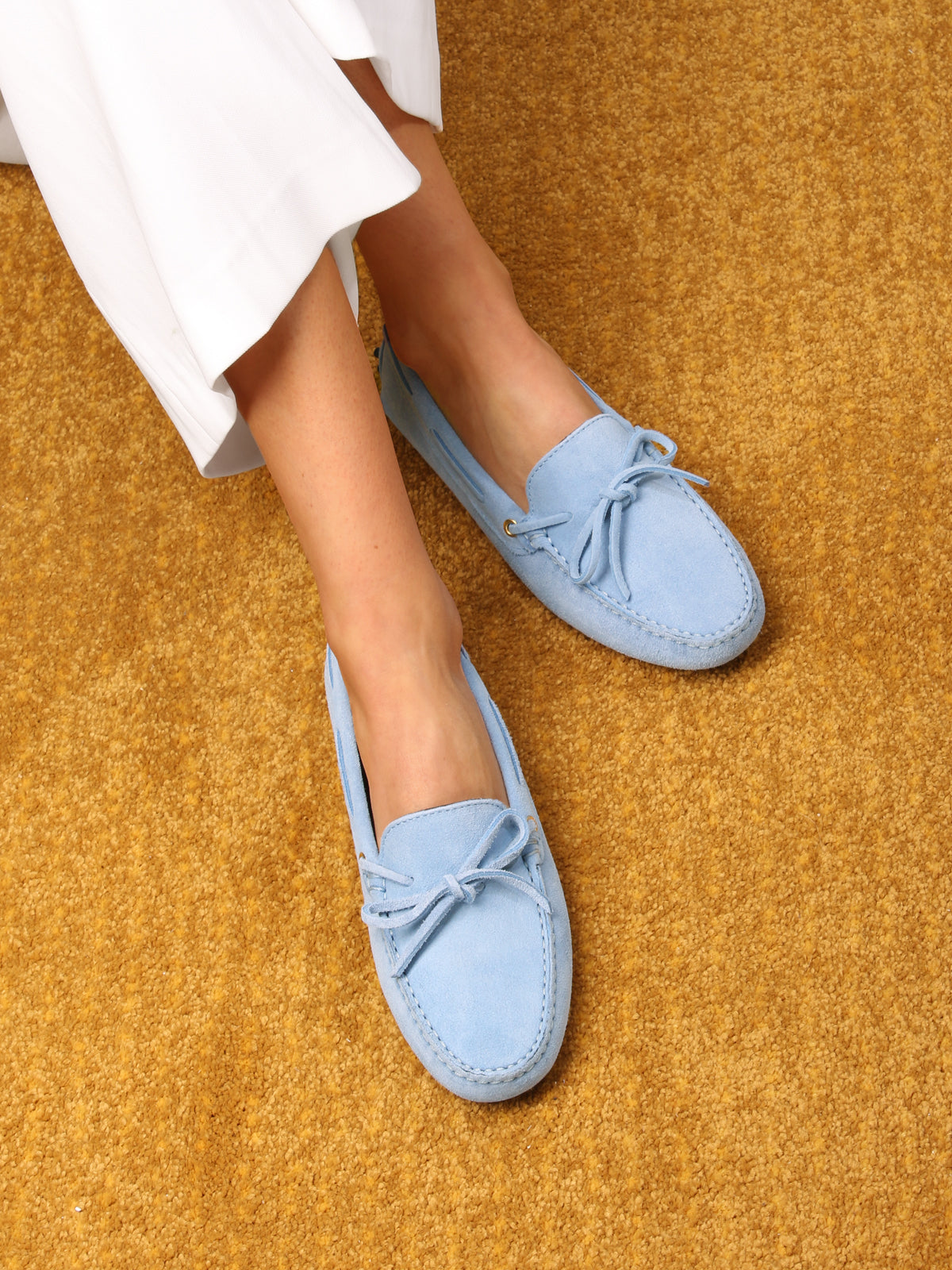 Light Blue Suede Driving Shoes