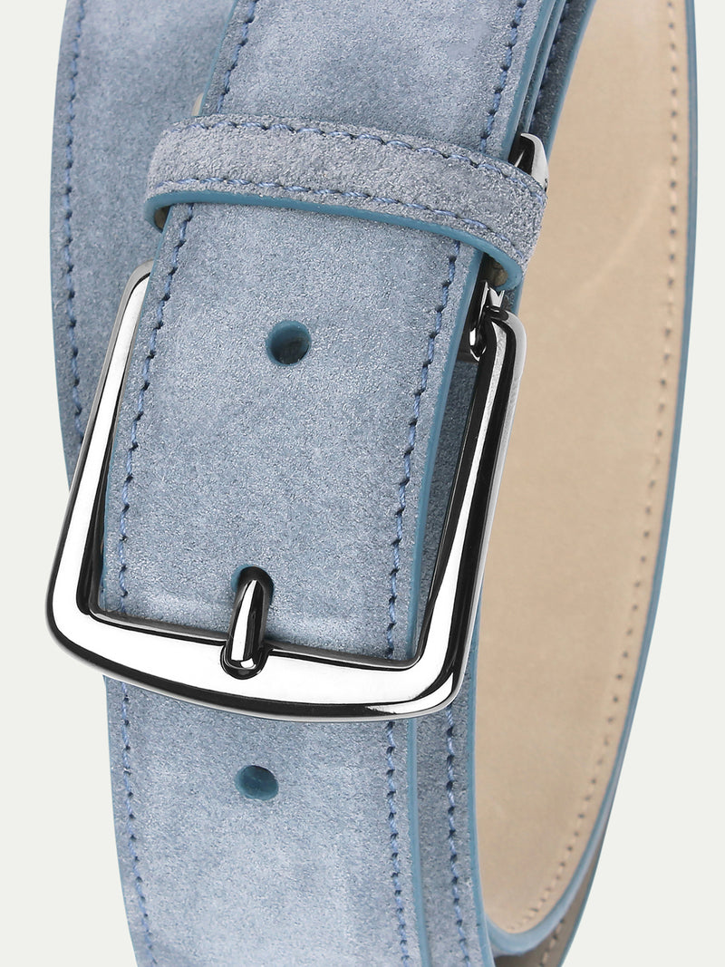Aurélien  Steel Blue Suede Leather Belt