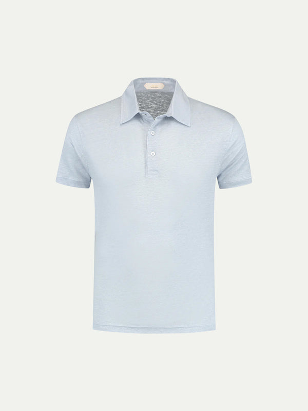 Light Blue Linen Polo Shirt