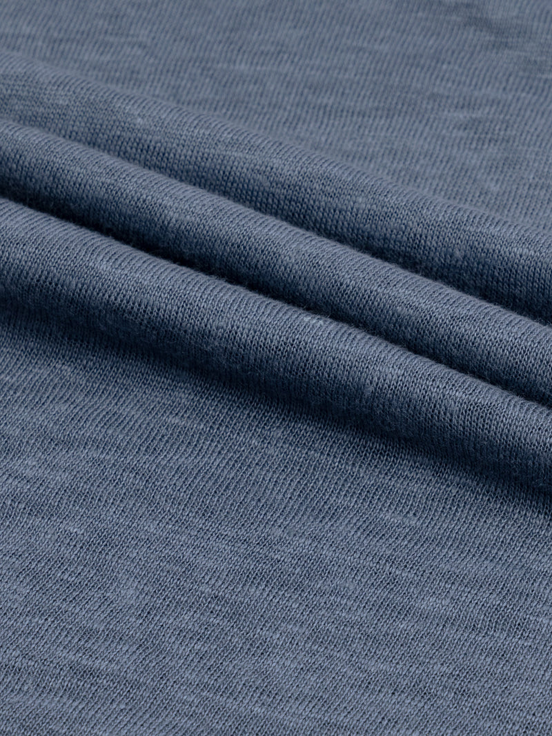 Steel Blue Linen Polo Shirt